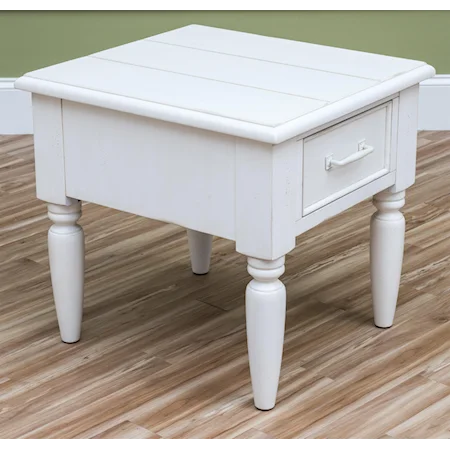 Beachcomber-White Rectangle End Table